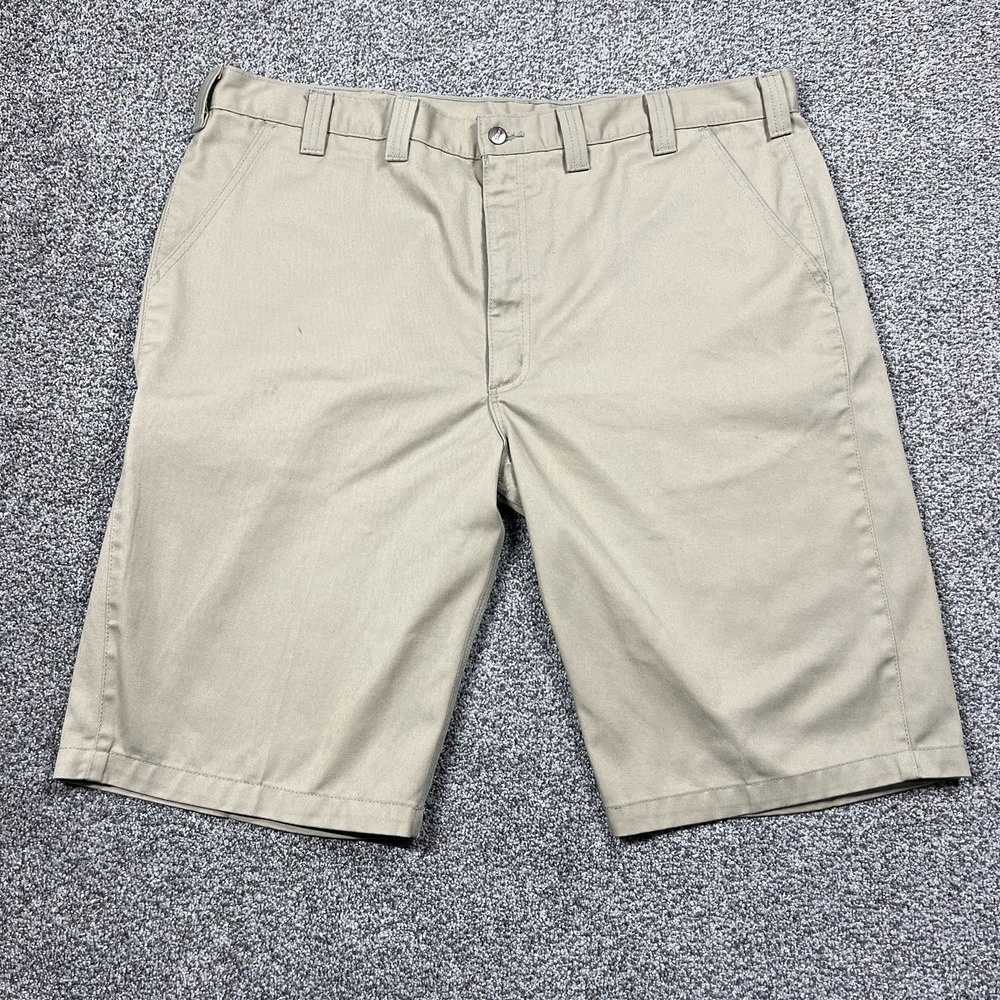 Carhartt Shorts‎ Mens 44 Tan Relaxed Flat Front Chinos B372 13" Workwear Twill